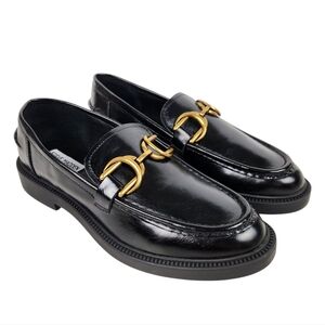 Steve Madden Black Flats with Gold Buckle